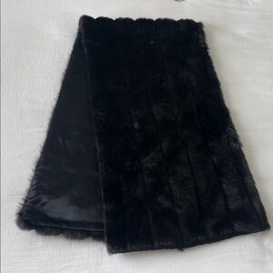 Vintage Halston Heritage Elegant Black Faux Fur Scarf 70 inches Long USA